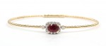 14K TWO TONE DIAMOND & RUBY BANGLE BRACELET