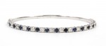 14K WHITE GOLD DIAMOND AND SAPPHIRE FLEXIBLE BANGLE BRACELET