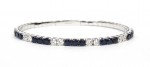 14K WHITE GOLD DIAMOND AND SAPPHIRE FLEXIBLE BANGLE BRACELET