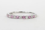 14K WHITE GOLD DIAMOND & PINK SAPPHIRE BAND