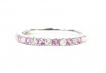 14K WHITE GOLD DIAMOND & PINK SAPPHIRE BAND