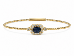 14K YELLOW GOLD DIAMOND & SAPPHIRE FLEXIBLE BANGLE