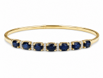 14K TWO TONE DIAMOND & SAPPHIRE FLEXIBLE BANGLE
