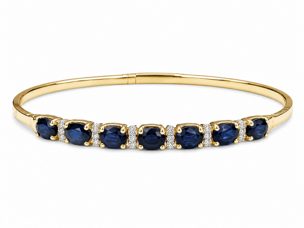 14K TWO TONE DIAMOND & SAPPHIRE FLEXIBLE BANGLE