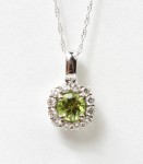 14K White Gold 3/8Ctw Diamond And .99Ct Peridot Pendant