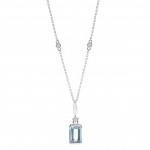 10K WHITE GOLD DIAMOND AND AQUAMARINE PENDANT