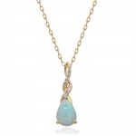 10K YELLOW GOLD OPAL AND DIAMOND PENDANT