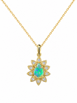 14K YELLOW GOLD DIAMOND & OPAL PENDANT