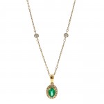 10K YELLOW GOLD DIAMOND AND EMERALD PENDANT