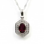 14K WHITE GOLD DIAMOND & RUBY PENDANT