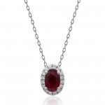 14K WHITE GOLD DIAMOND AND RUBY PENDANT