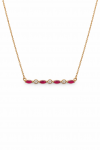 14K ROSE GOLD DIAMOND AND RUBY BAR NECKLACE