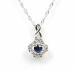 14K WHITE GOLD DIAMOND & SAPPHIRE PENDANT