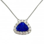 18K WHITE GOLD DIAMOND & SAPPHIRE TRIANGLE PENDANT