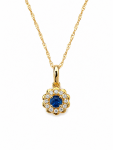 14K YELLOW GOLD DIAMOND AND SAPPHIRE PENDANT