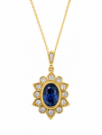 14K YELLOW GOLD DIAMOND AND SAPPHIRE PENDANT