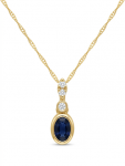 14K YELLOW GOLD DIAMOND AND SAPPHIRE PENDANT