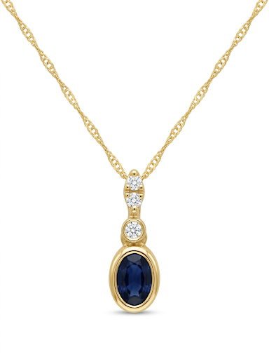 14K YELLOW GOLD DIAMOND AND SAPPHIRE PENDANT
