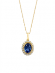 14K YELLOW GOLD DIAMOND & SAPPHIRE NECKLACE