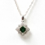 14K White Gold 1/4Ctw Diamond .50Ctw Tsavorite Pendant