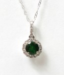 14K White Gold 1/5Ctw Diamond .63Ct Tsavorite Pendant