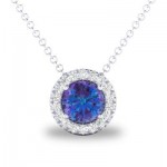 14K White Gold .05Ctw Diamond And Synthetic Alexanderite Pendant