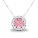 14Kw Gold .05Ctw Diamond And .24Ct Pink Tourmaline Pendant