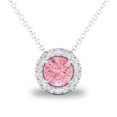 14Kw Gold .05Ctw Diamond And .24Ct Pink Tourmaline Pendant