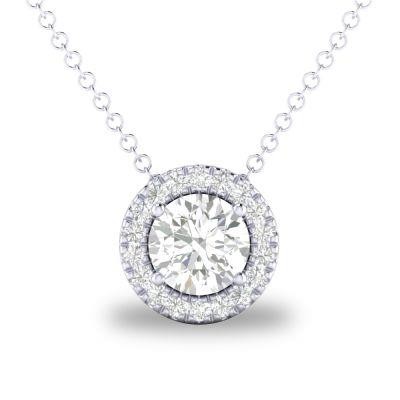 14K White Gold .05Ctw Diamond And .35Ct White Sapphire Pendant