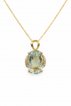 14K YELLOW GOLD DIAMOND AND GREEN AMETHYST PENDANT