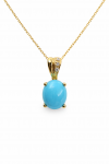 14K YELLOW GOLD DIAMOND AND TURQUOISE PENDANT