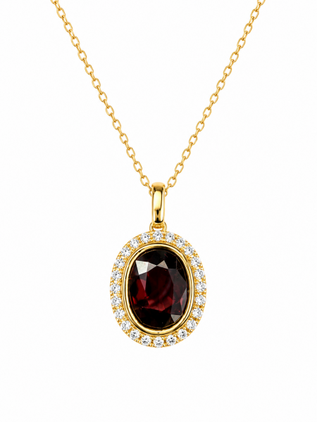 14K YELLOW GOLD DIAMOND AND SPINEL PENDANT