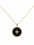 14K YELLOW GOLD DIAMOND ONYX MEDALLION