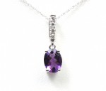 14K White Gold Diamond And Amethyst Pendant