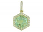 14K YELLOW GOLD DIAMOND & GREEN AMETHYST PENDANT