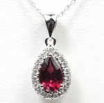 14K White Gold Diamond And Rhodolite Garnet Pendant