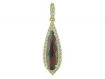 14K YELLOW GOLD DIAMOND & GARNET PENDANT NECKLACE
