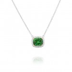18K WHITE AND YELLOW GOLD TSAVORITE GARNET WITH DIAMOND HALO NECKLACE