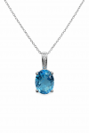 14K WHITE GOLD DIAMOND AND SWISS BLUE TOPAZ PENDANT