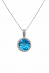14K WHITE GOLD DIAMOND AND SWISS BLUE TOPAZ PENDANT