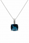 14K WHITE GOLD DIAMOND AND LONDON BLUE TOPAZ PENDANT