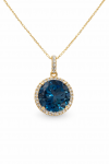 14K YELLOW GOLD DIAMOND AND LONDON BLUE TOPAZ PENDANT