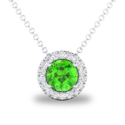 14K White Gold .05Ctw Diamond And .27Ct Peridot Pendant