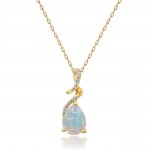 10K YELLOW GOLD DIAMOND AND OPAL PENDANT