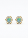 14K YELLOW GOLD DIAMOND AND OPAL EARRINGS