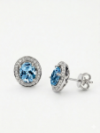 14K WHITE GOLD DIAMOND AND AQUAMARINE EARRINGS