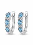 14K WHITE GOLD DIAMOND & AQUAMARINE EARRINGS