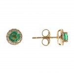 10K YELLOW GOLD DIAMOND AND EMERALD EARRINGS
