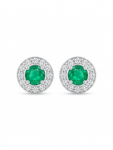 14K YELLOW GOLD DIAMOND AND EMERALD EARRINGS