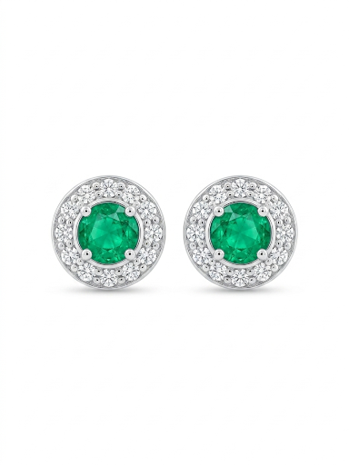14K YELLOW GOLD DIAMOND AND EMERALD EARRINGS